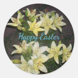Gelbe Lilienflora Cluster Happy Oaster Runder Aufkleber
