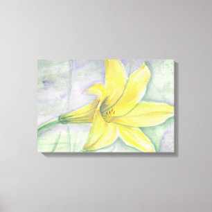 Gelbe Lilienmalerei in Acrylic Leinwanddruck