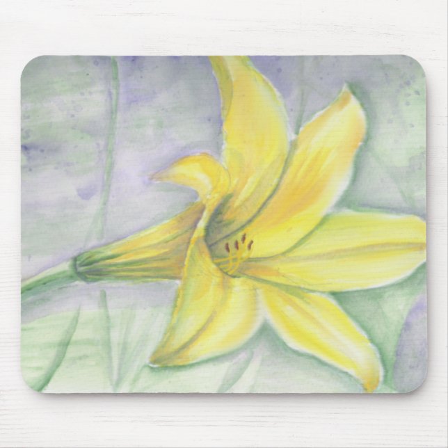 Gelbe Lilienmalerei in Acrylic Mousepad (Vorne)