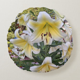 Gelbe Lilly Glass Rundes Kissen