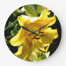 Gelbe Lily Blume Wanduhren Lilies Blumengeschenk