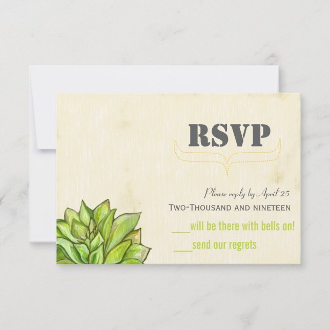 Gelbe Limone Sukkulente Moderne Typografie Hochzei RSVP Karte (Vorderseite)