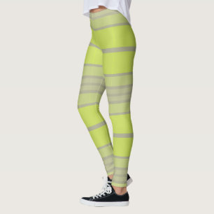 Gelbe Limone und graue Streifen Damen Leggings