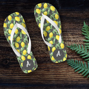 Gelbe Limone Zitrusmehlbezeichnung grau Flip Flops