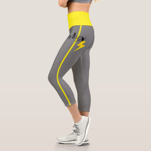 Gelbe Linie für den Power "Energy Thunder Sign" Capri Leggings