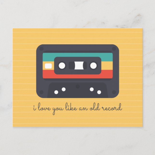 Gelbe Linien Kassette Liebe Postkarte (Vorderseite)