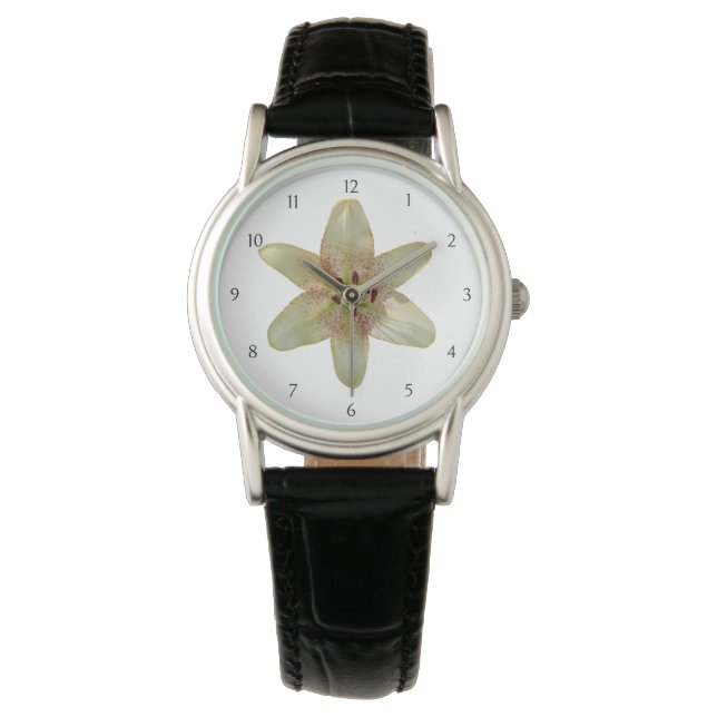 Gelbe Lippe-Blume Armbanduhr (Vorderseite)