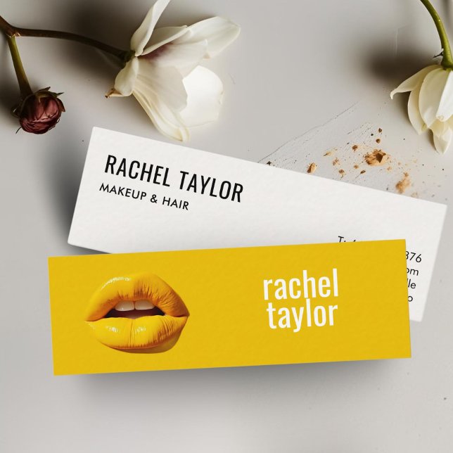 Gelbe Lippen Moderne Beruflich Mini Visitenkarte (Von Creator hochgeladen)
