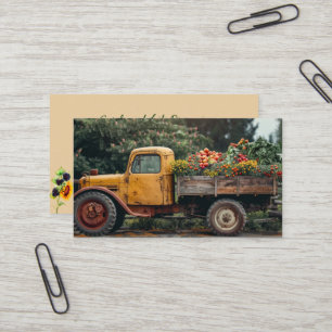 Gelbe LKW-Farm produziert Sonnenblumen Visitenkarte