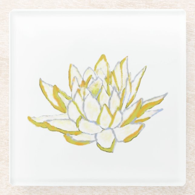 Gelbe Lotus Blume Boho Accessoires Frauen Glasuntersetzer (Vorderseite)