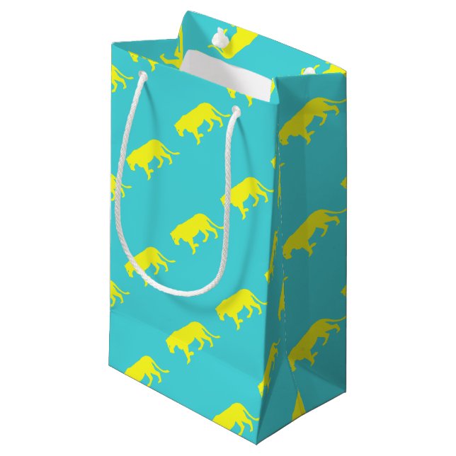 Gelbe Löwe Kontur Kleine Geschenktüte (Vorderseite Schrägansicht)
