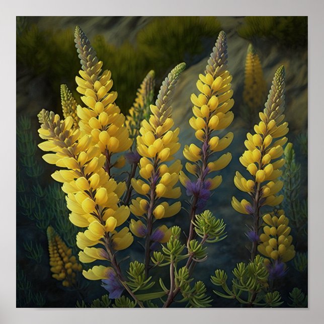 Gelbe Lupine Blume Art Print Poster (Vorne)