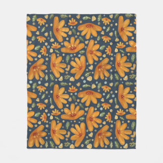 Gelbe Luxusblumen Fleecedecke