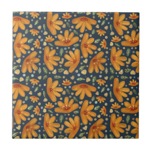 Gelbe Luxusblumen Fliese