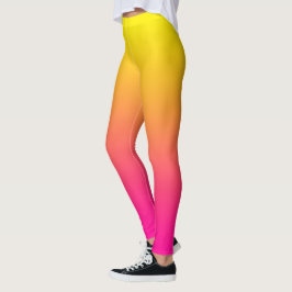 Gelbe Magenta Rose Gradient Leggings