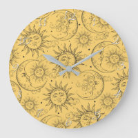 Gelbe Magie Vintage Himmelssonnenmoon Sterne
