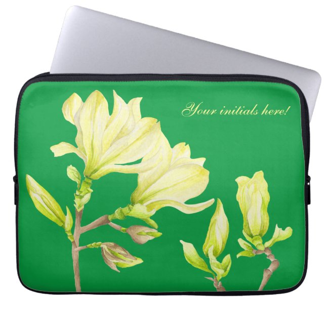 Gelbe Magnolien auf einem Laptop Laptopschutzhülle (Vorderseite)