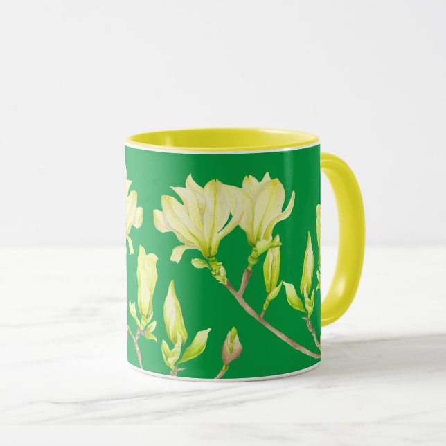 Gelbe Magnolien auf einer Combo-Tasse (G) Tasse (VorderseiteRechts)