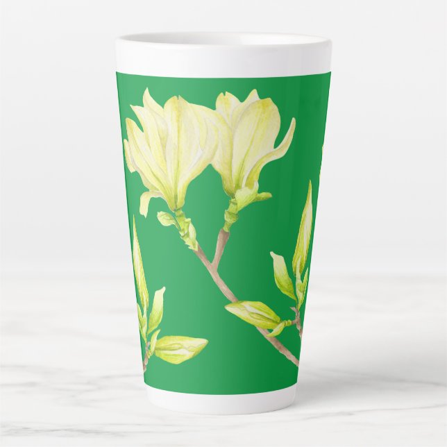 Gelbe Magnolien auf einer großen Latte-Tasse Milchtasse (Vorderseite)