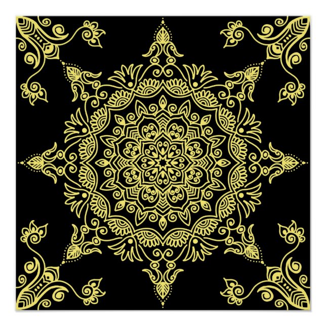 Gelbe Mandala Poster (Vorderseite)