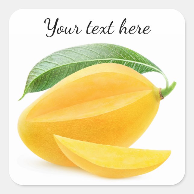 Gelbe Mango schneiden Quadratischer Aufkleber (Vorderseite)