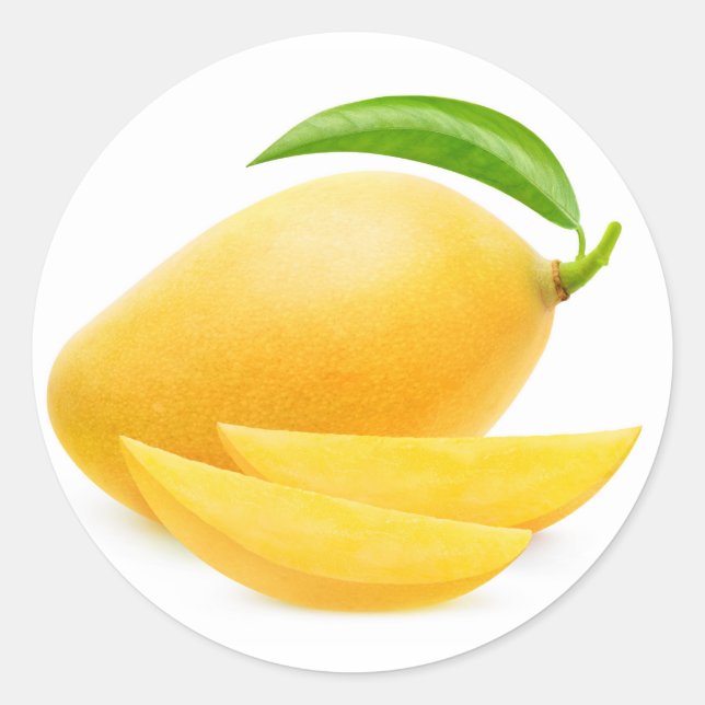 Gelbe Mango schneiden Runder Aufkleber (Vorderseite)