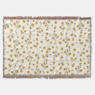 Gelbe Margeriten-Blumen-Botanik-Muster auf Creme Decke