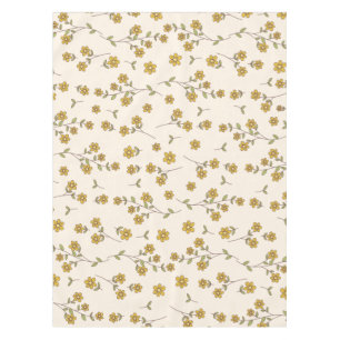 Gelbe Margeriten-Blumen-Botanik-Muster auf Creme Tischdecke