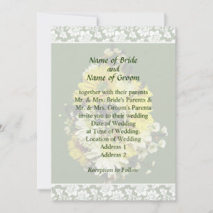 Gelbe Margeriten und weiße Chrysanthemen Hochzeits Einladung