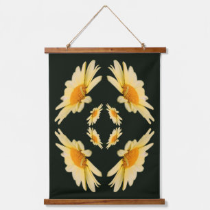 Gelbe Margeritenblume Nahaufnahme Abstract Wandteppich Mit Holzrahmen
