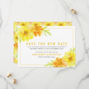 Gelbe Marigold rettete das neue Datum Hochzeit ret Save The Date