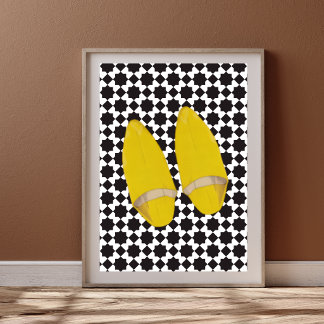 Gelbe marokkanische Babouche-Pantoffeln - Minimali Poster