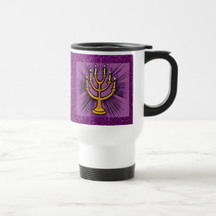 Gelbe Menorah Lila Imitate Glitzer Reisebecher