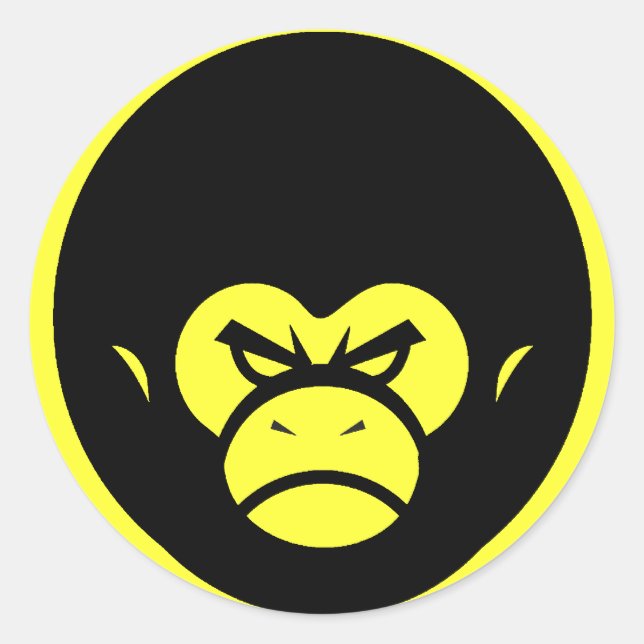 Gelbe Million-Monkey-Logo Runder Aufkleber (Vorderseite)