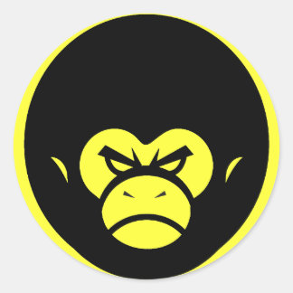 Gelbe Million-Monkey-Logo Runder Aufkleber