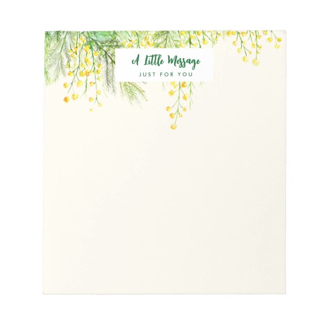 Gelbe Mimosa Floral Aquarellmalerei Notizblock (Vorderseite)