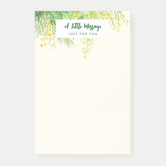 Gelbe Mimosa Floral Aquarellmalerei Post-it Klebezettel (Vorderseite)
