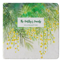 Gelbe Mimosa Floral Aquarellmalerei