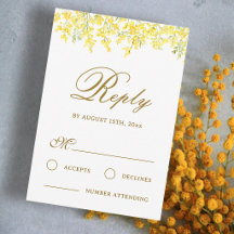 Gelbe Mimosa Hochzeits-RSVP-Karte