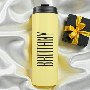 Gelbe Minimal Brautjungfer Personalisierter Name E Thermosbecher