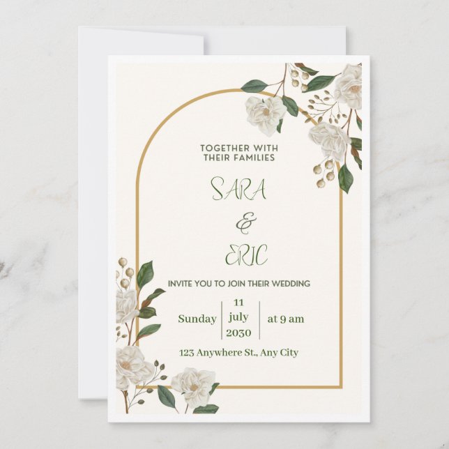 Gelbe Minimalistische Blume Einladung zur Hochzeit (Vorderseite)