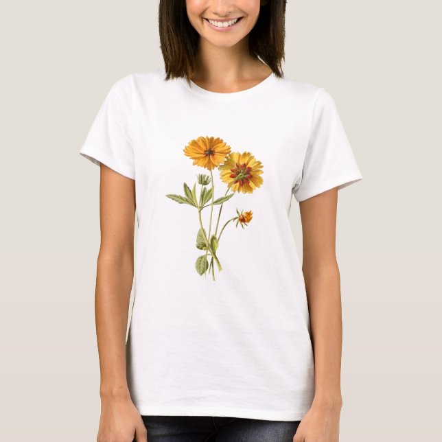Gelbe Minimalistische Blume T-Shirt (Vorderseite)