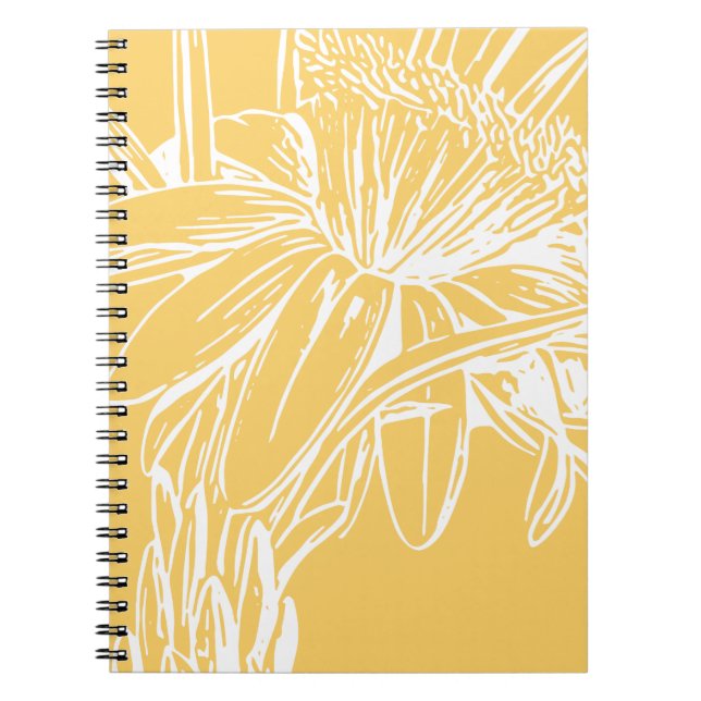 Gelbe Minimalistische botanische Blumenlinie Notizblock (Vorderseite)