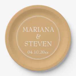 Gelbe Minimalistische Hochzeit Pappteller