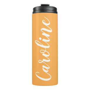 Gelbe minimalistische Kalligrafie personalisierter Thermosbecher