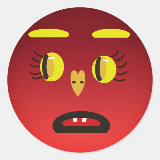 Gelbe Mit Augen Sad-Face-Aufkleber Runder Aufkleber (Vorderseite)