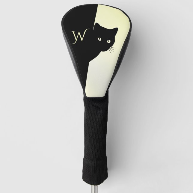 Gelbe Mit Augen Schwarzkatze Golf Headcover (Vorderseite)