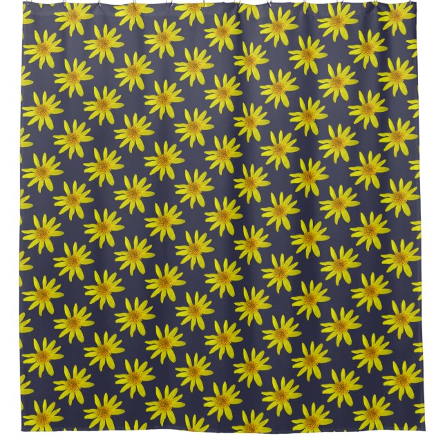 Gelbe mit Blumenarnika auf irgendeiner Farbe Duschvorhang (Vorderseite)