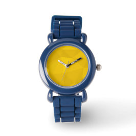 Gelbe, moderne, coole, trendige, urbane geometrisc armbanduhr