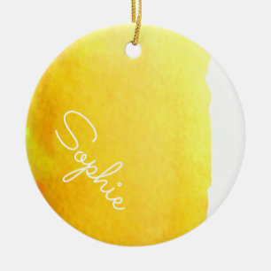Gelbe, moderne, einfache Aquarellbezeichnung Weihn Keramik Ornament